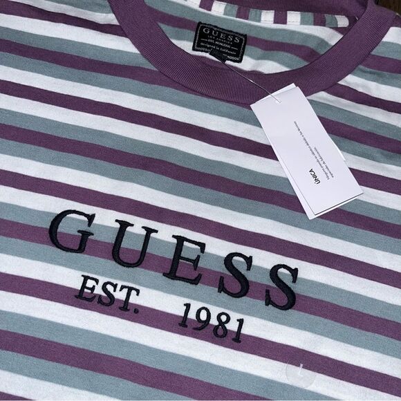 Vintage‎ Guess Jeans Rocky Capsule Los Angeles Striped Long Sleeve Shirt L NWT - Picture 2 of 5